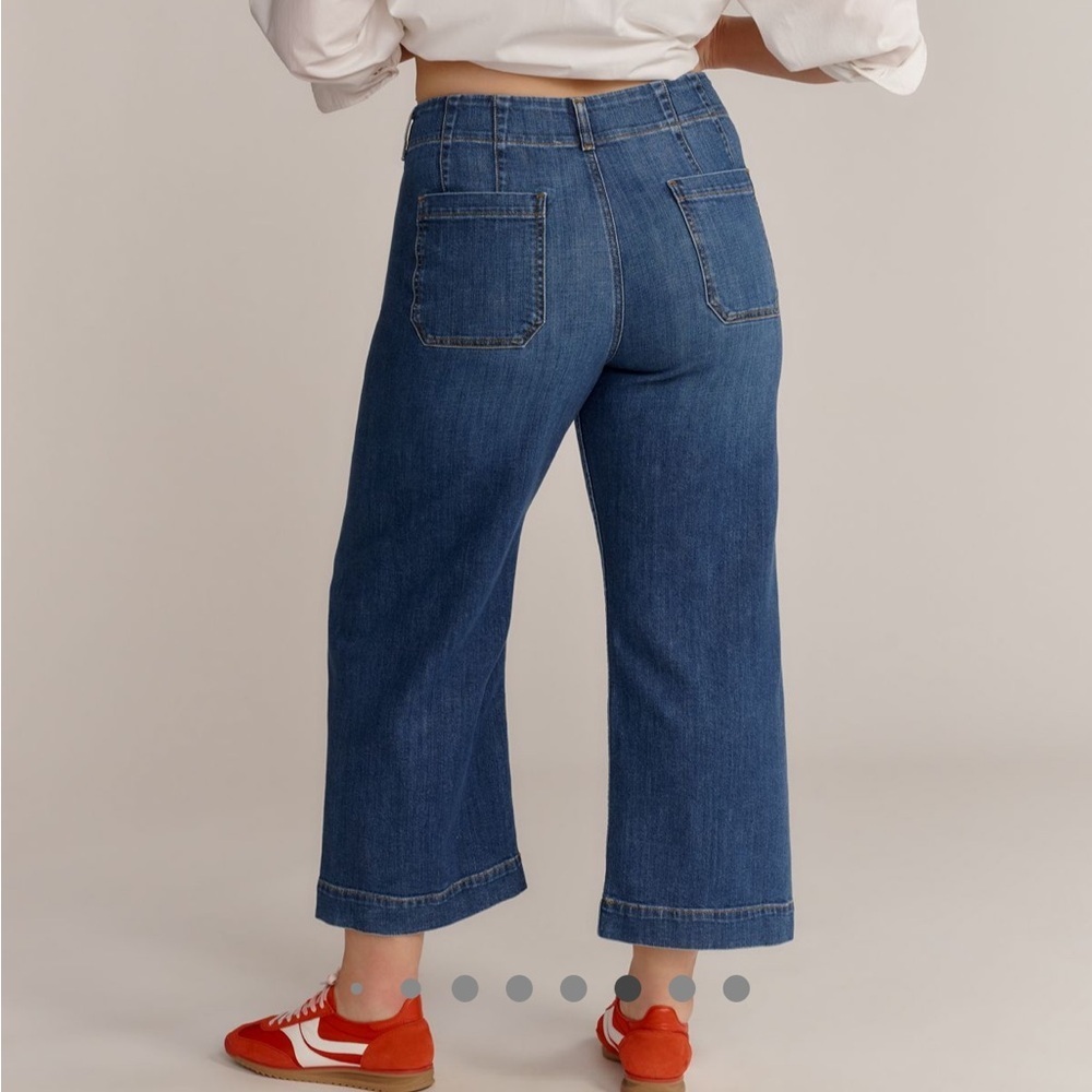 Anthropologie Maeve The Colette Jean Mini Fern Wash High Rise Sz 32 TALL NEW - Picture 2 of 16